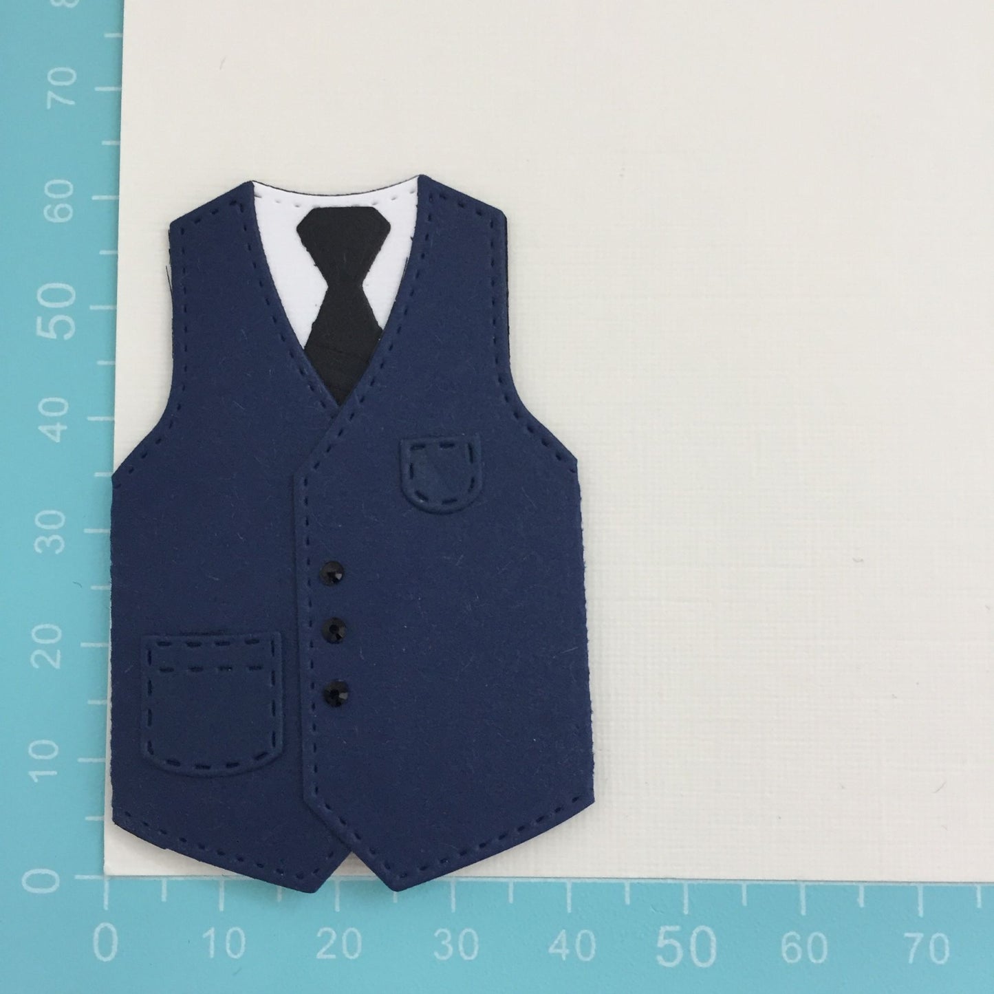 6 Navy WAISTCOAT & TIE Die Cut Card Making Toppers