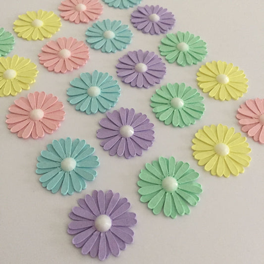 20 Daisy Flower Die Cut Card Making Toppers - 16 Colours