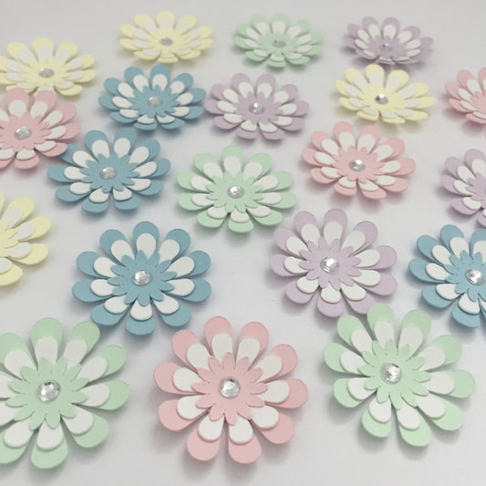 20 PASTEL FLOWER Die Cut Card Making Toppers