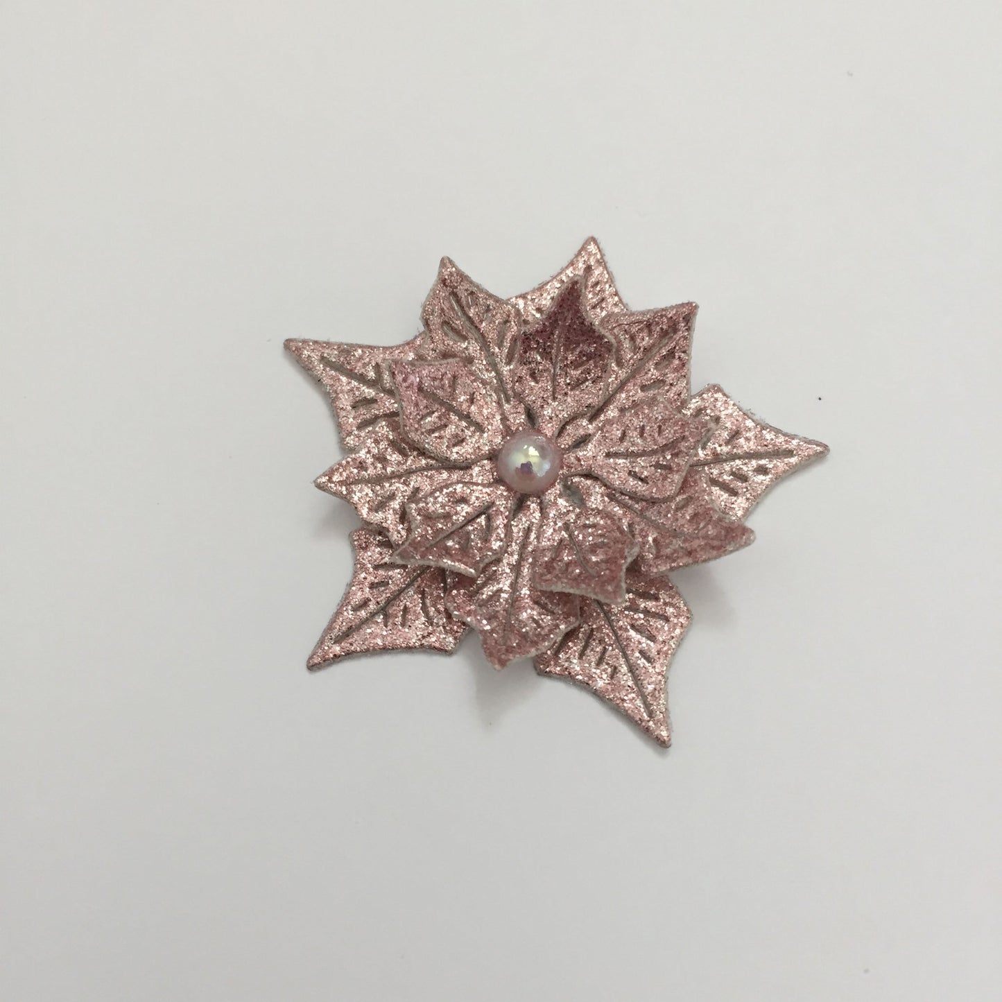 12 Pink Glitter POINSETTIA Christmas Die Cut Card Making Toppers