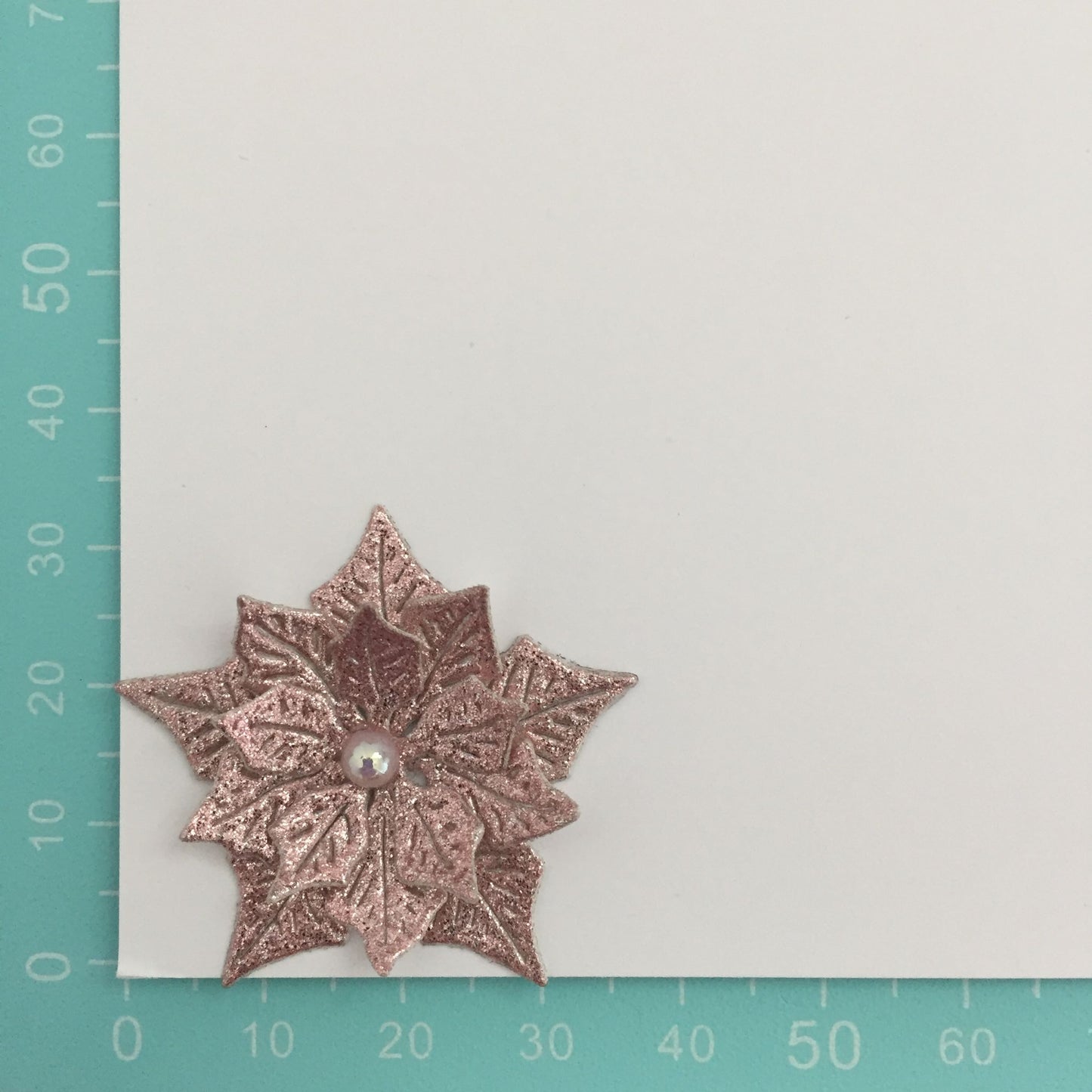 12 Pink Glitter POINSETTIA Christmas Die Cut Card Making Toppers