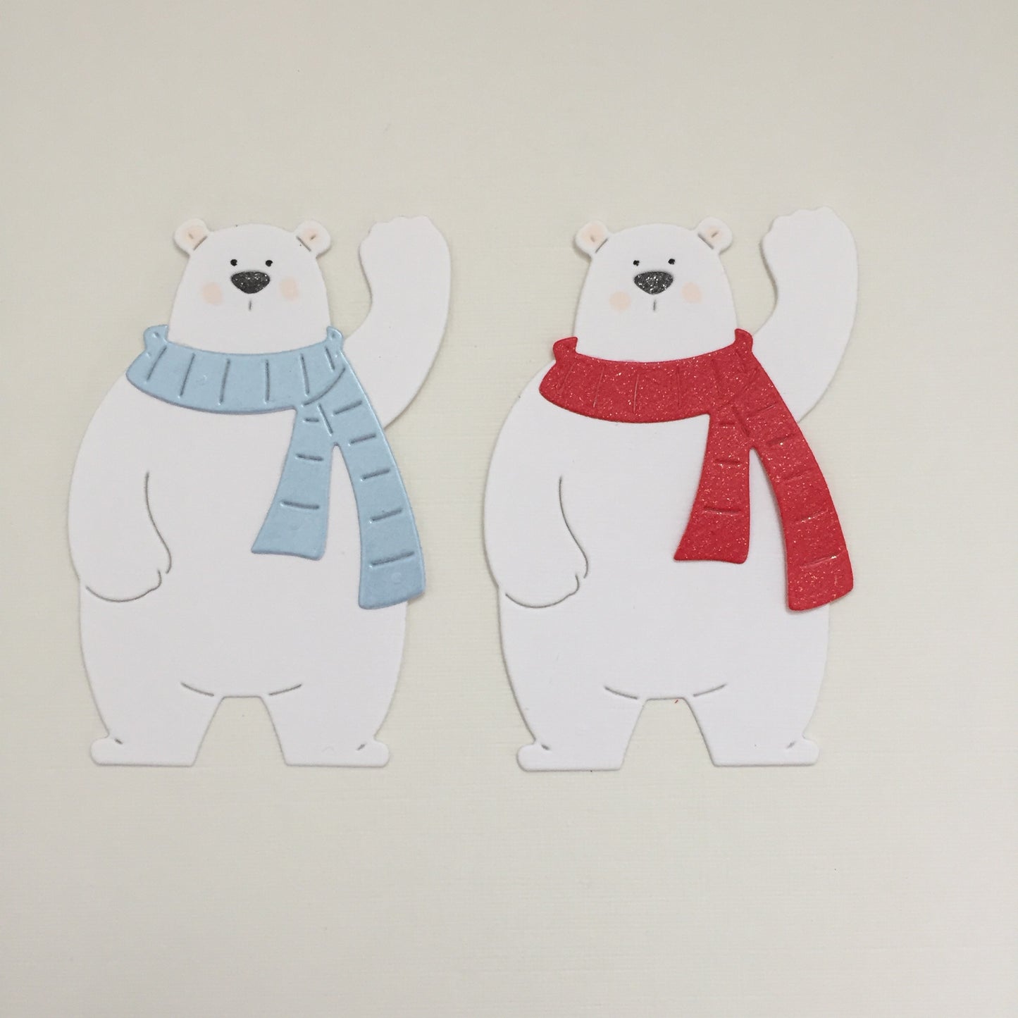 6 POLAR BEAR PALS - Christmas Die Cut Card Making Toppers