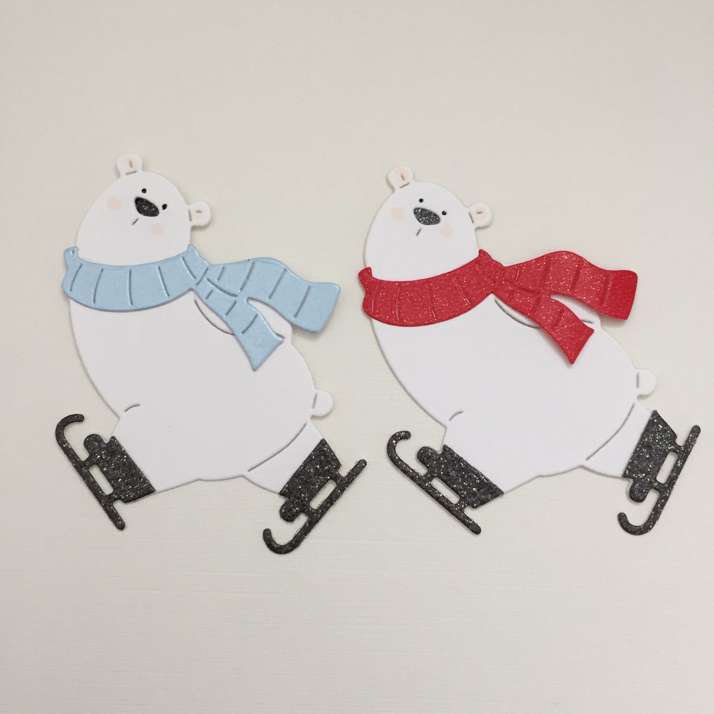 6 POLAR BEAR PALS - Christmas Die Cut Card Making Toppers