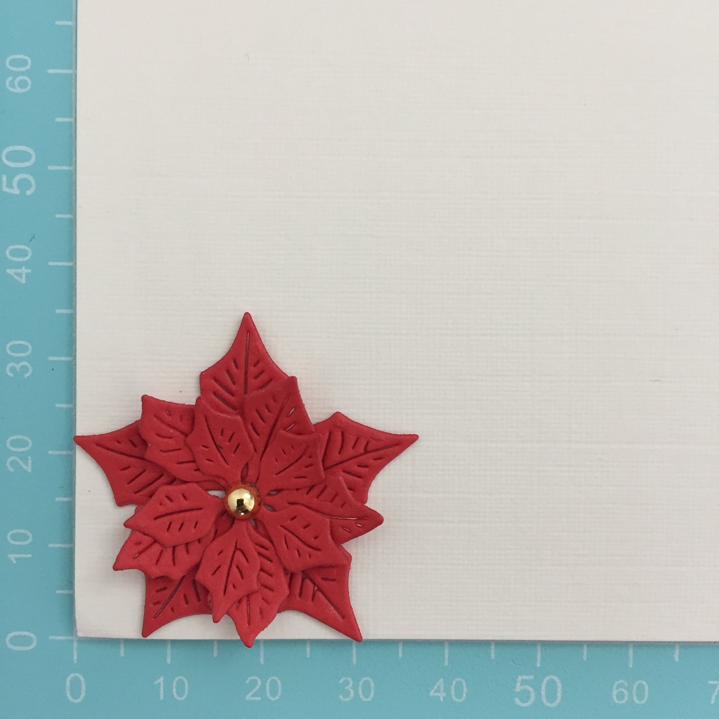 12 Red POINSETTIA Christmas Die Cut Card Making Toppers