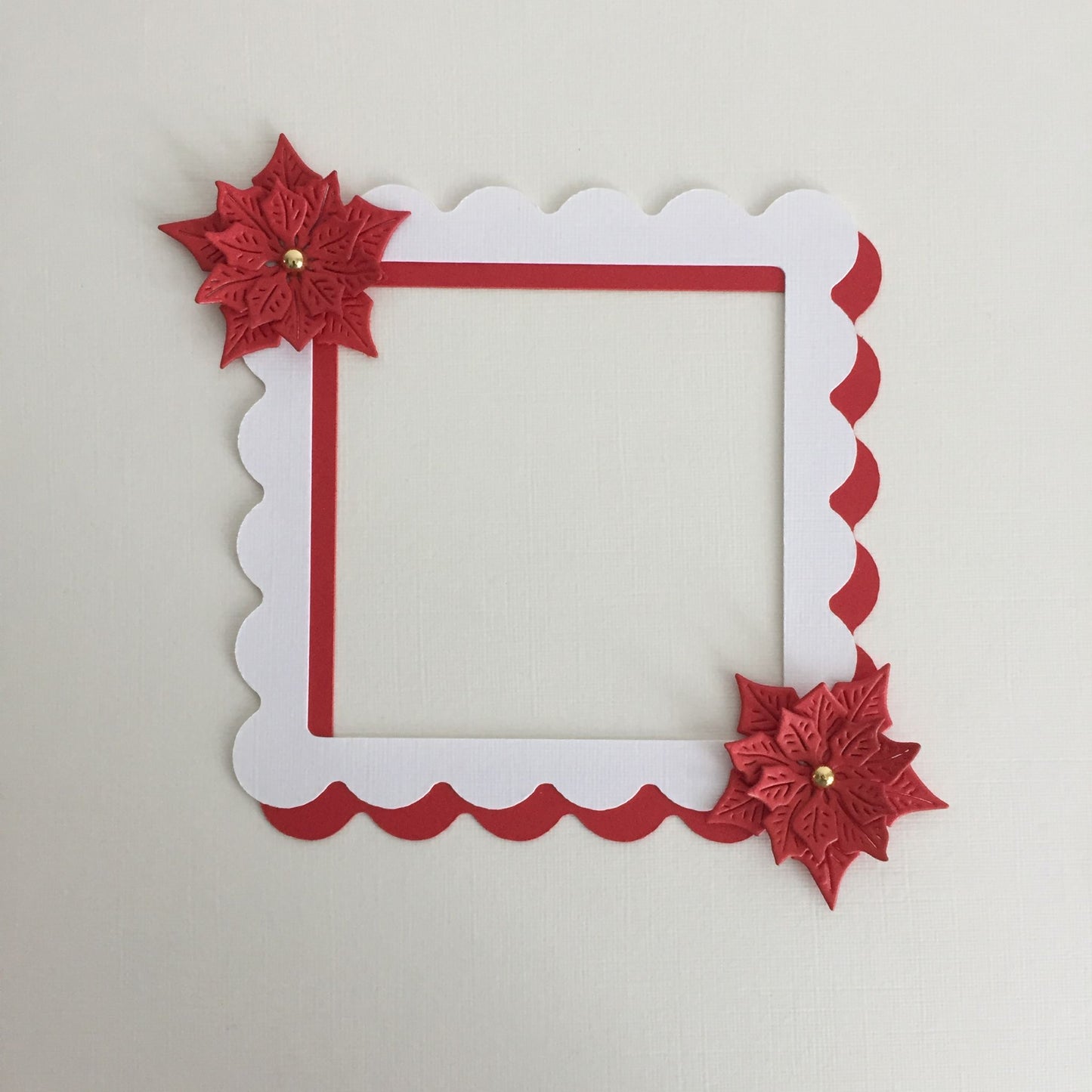 4 Red & White POINSETTIA FRAME Christmas Card Making Die Cut Toppers