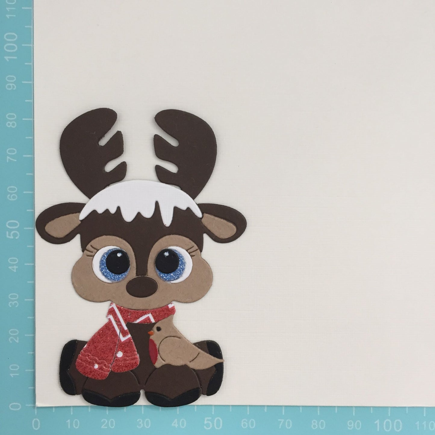4 REINDEER & ROBIN Christmas Die Cut Card Making Toppers