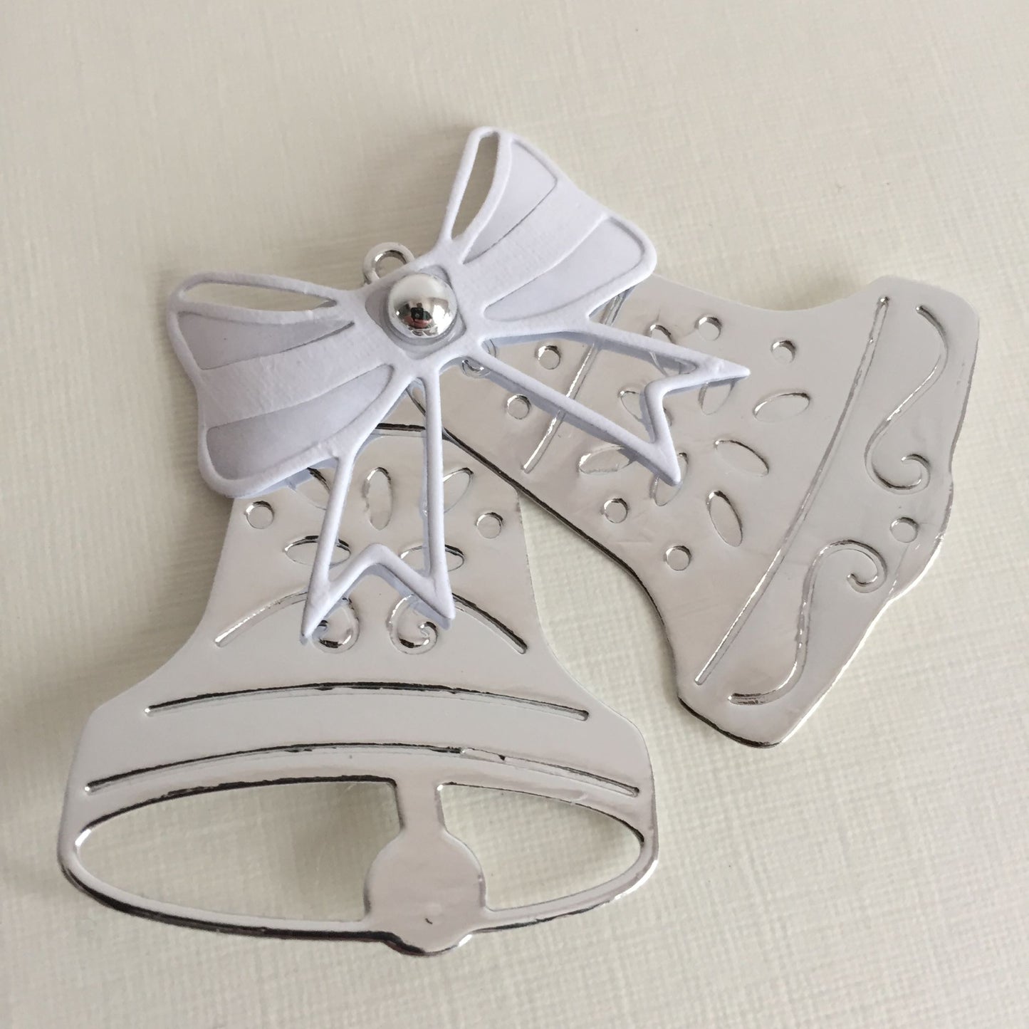 6 BELLS Silver & White Wedding/Christmas Die Cut Card Making Toppers