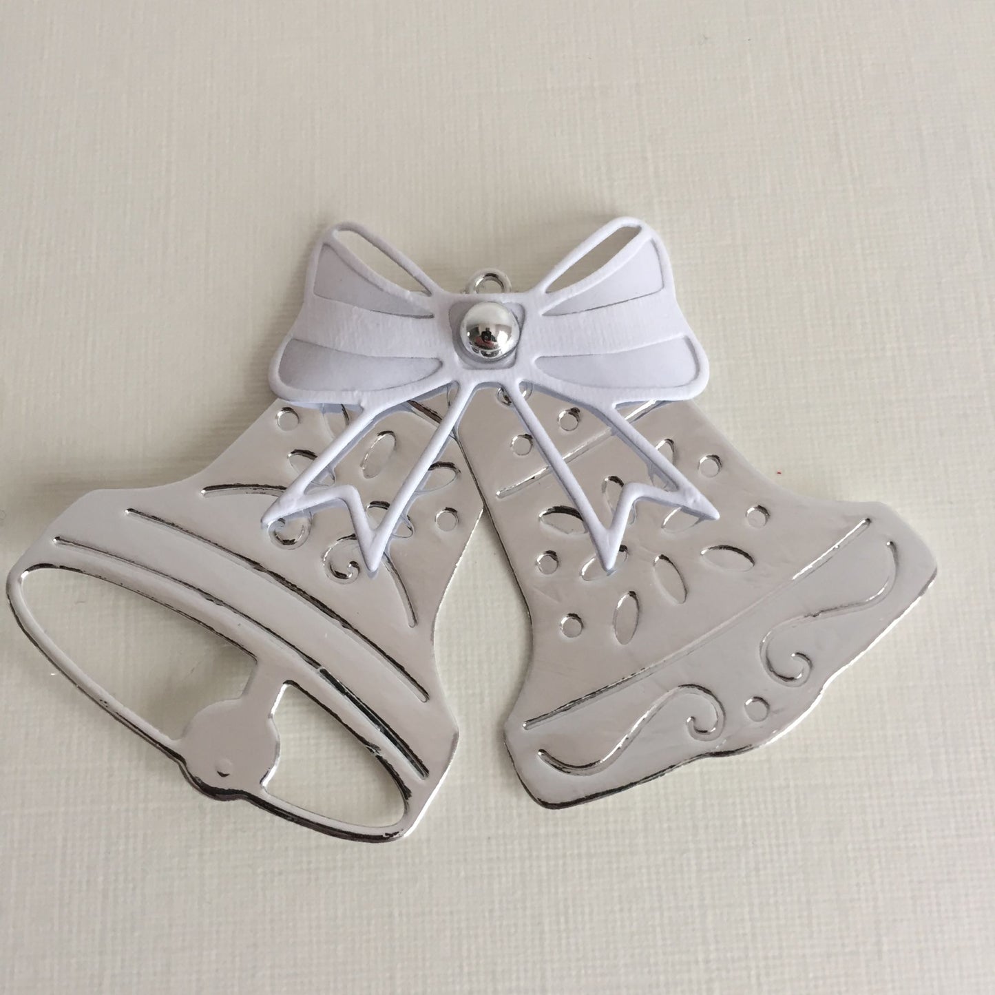6 BELLS Silver & White Wedding/Christmas Die Cut Card Making Toppers