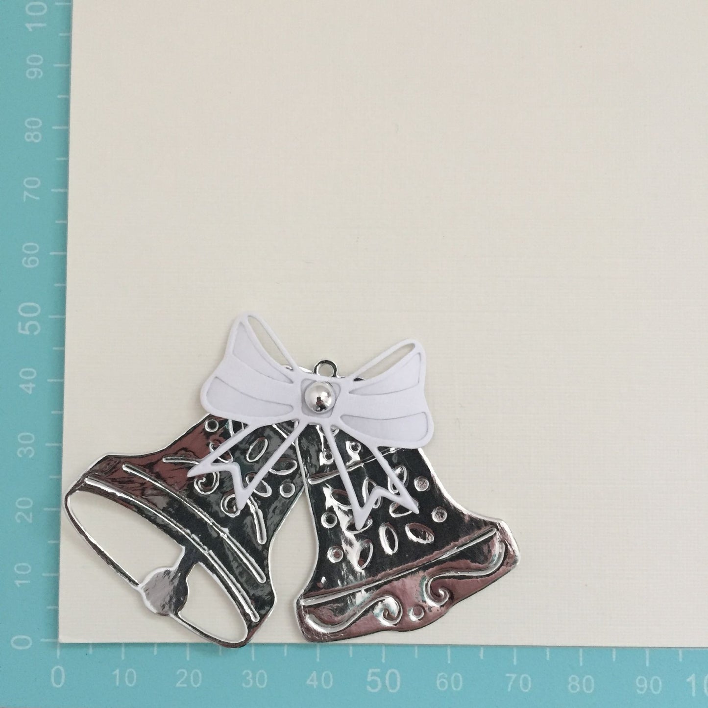 6 BELLS Silver & White Wedding/Christmas Die Cut Card Making Toppers