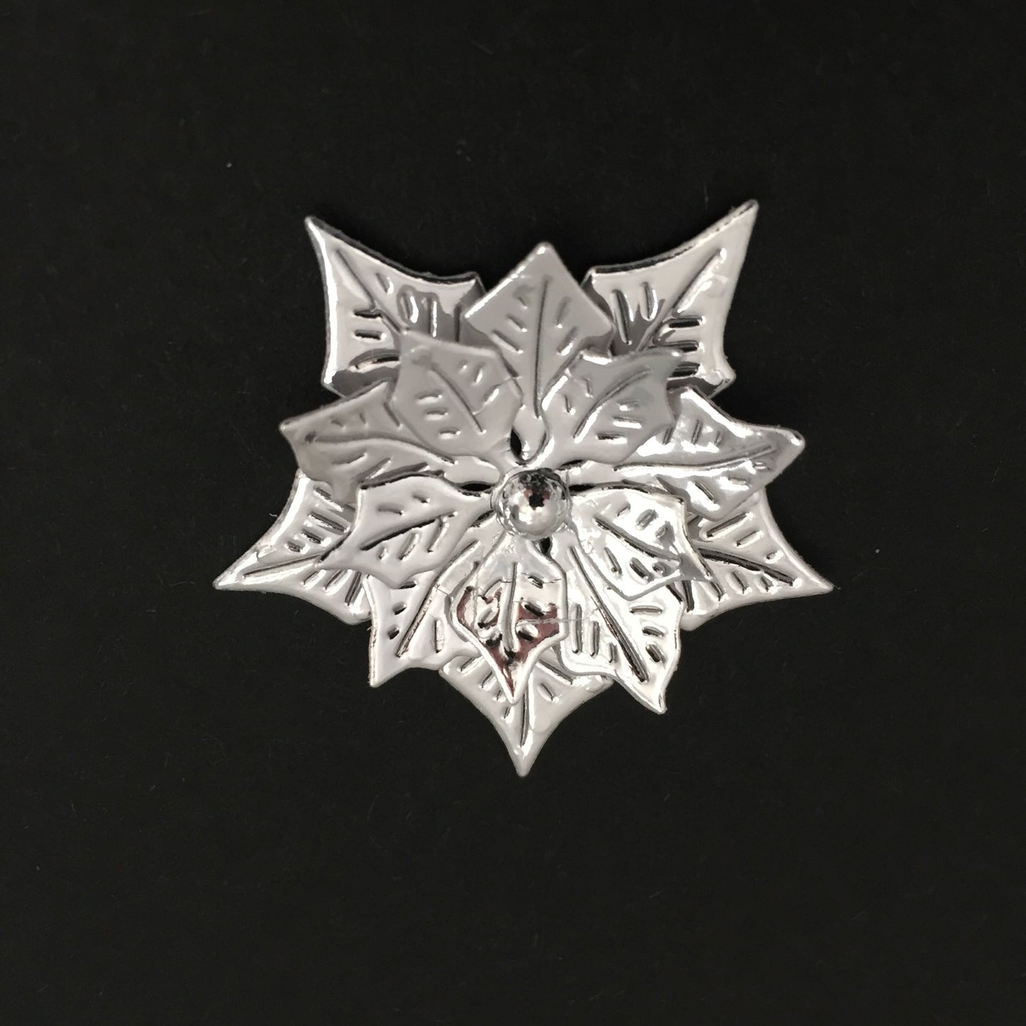 12 Silver POINSETTIA Christmas Die Cut Card Making Toppers