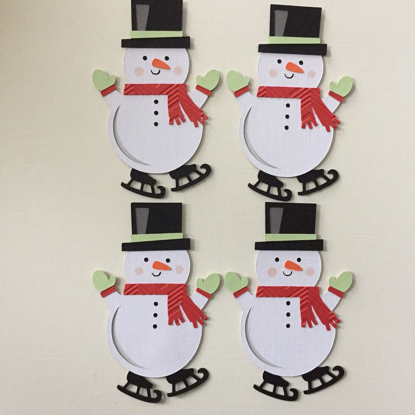 4 SKATING SNOWMAN Christmas Card Making Die Cut Toppers