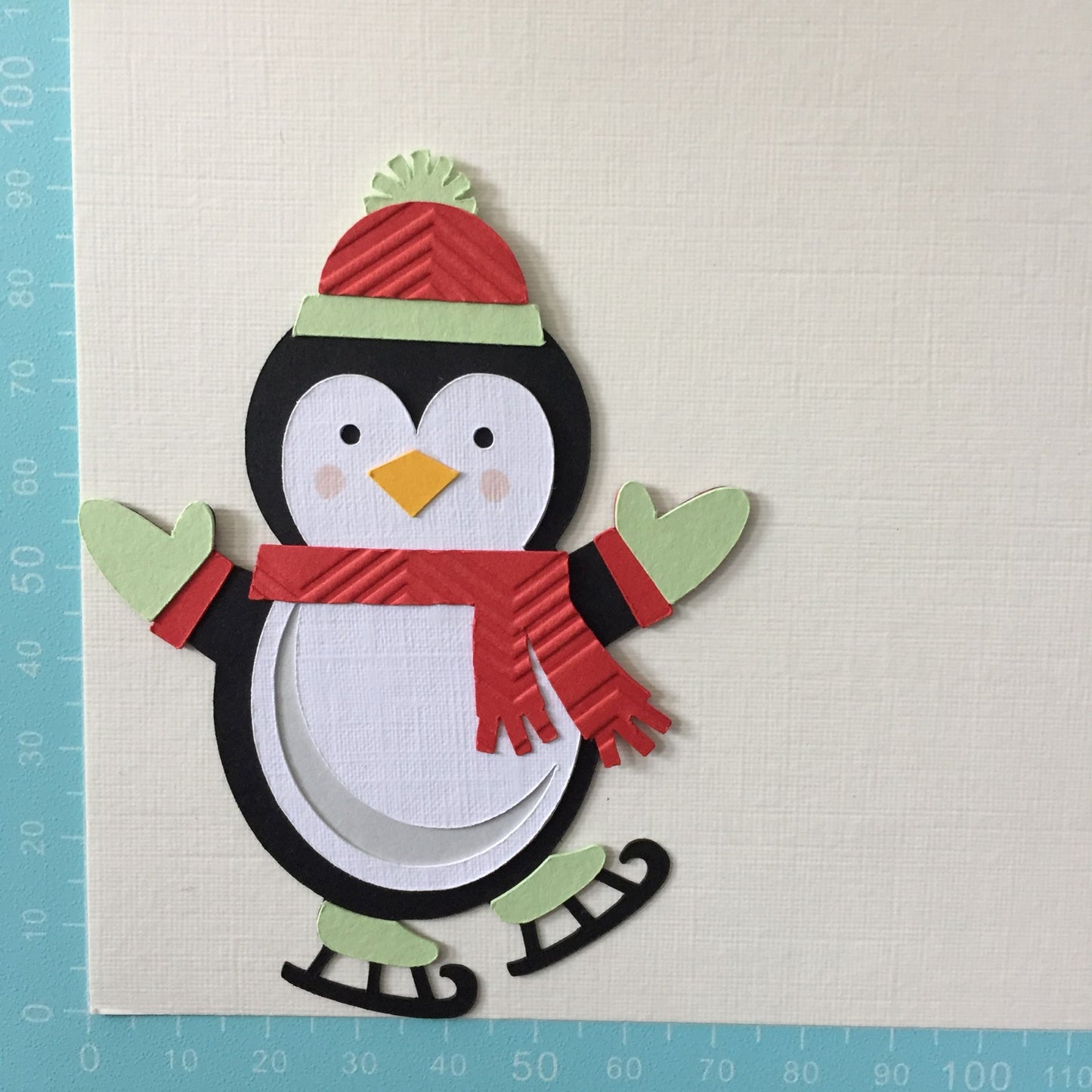 4 SKATING PENGUIN Christmas Card Making Die Cut Toppers