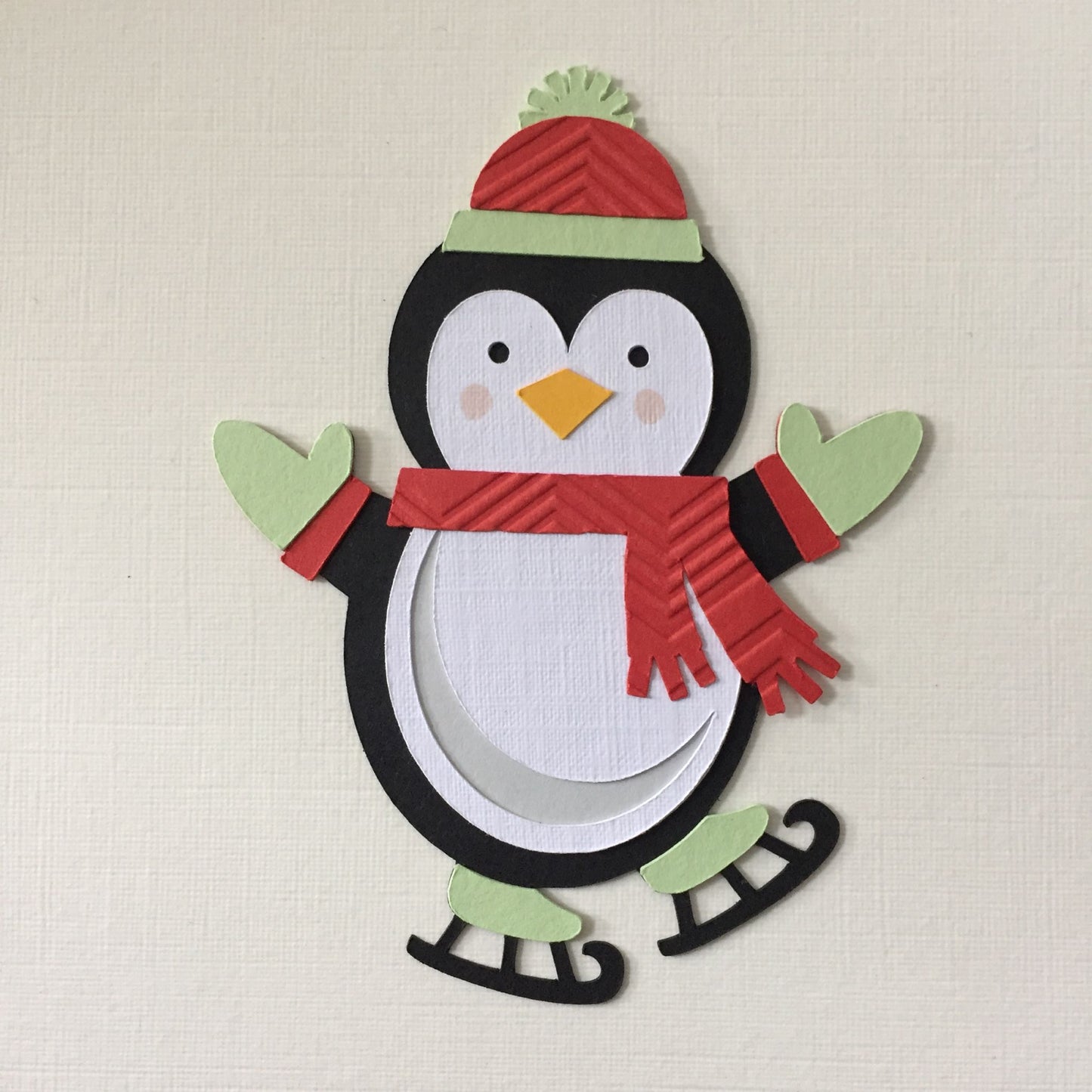 4 SKATING PENGUIN Christmas Card Making Die Cut Toppers