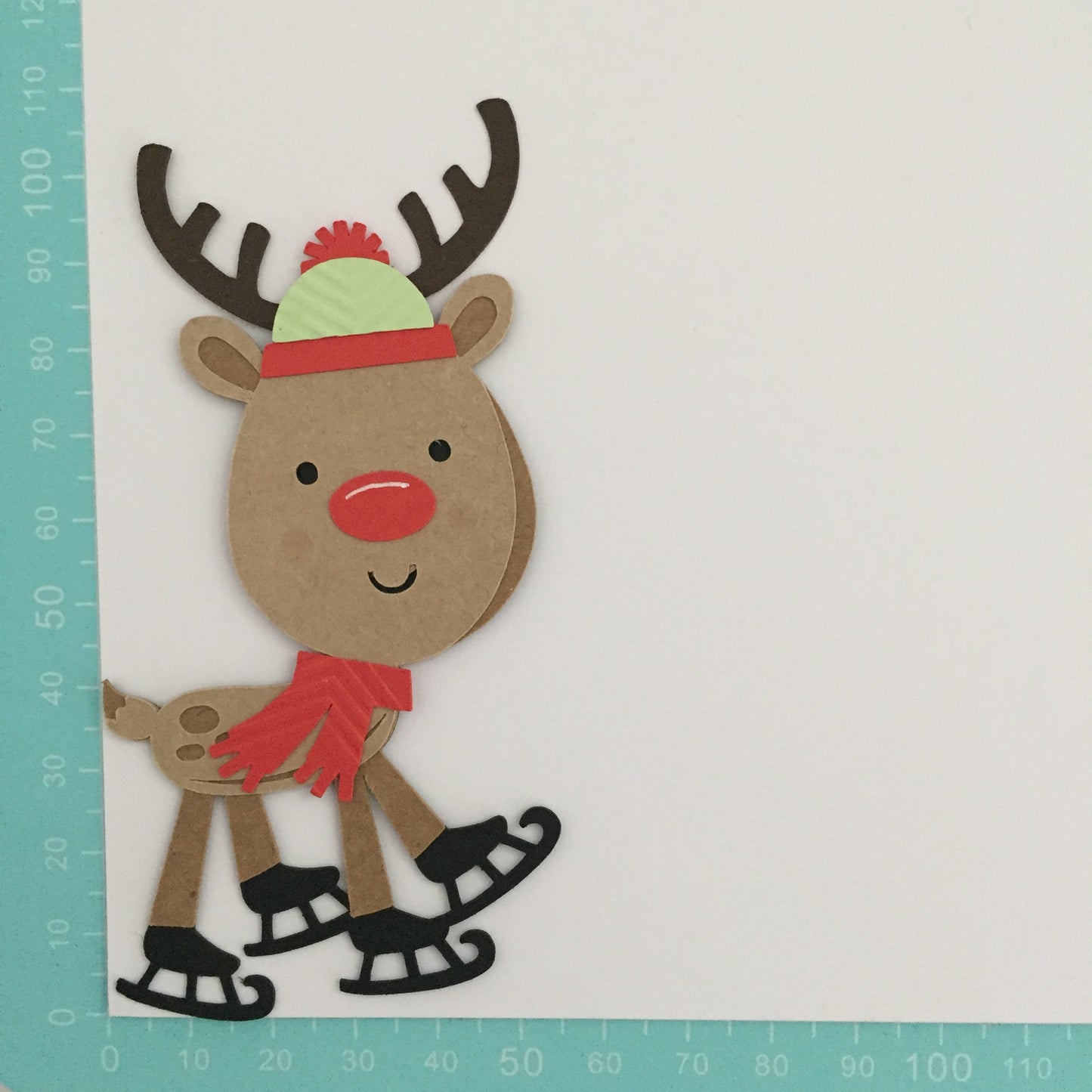 4 SKATING REINDEER Christmas Card Making Die Cut Toppers