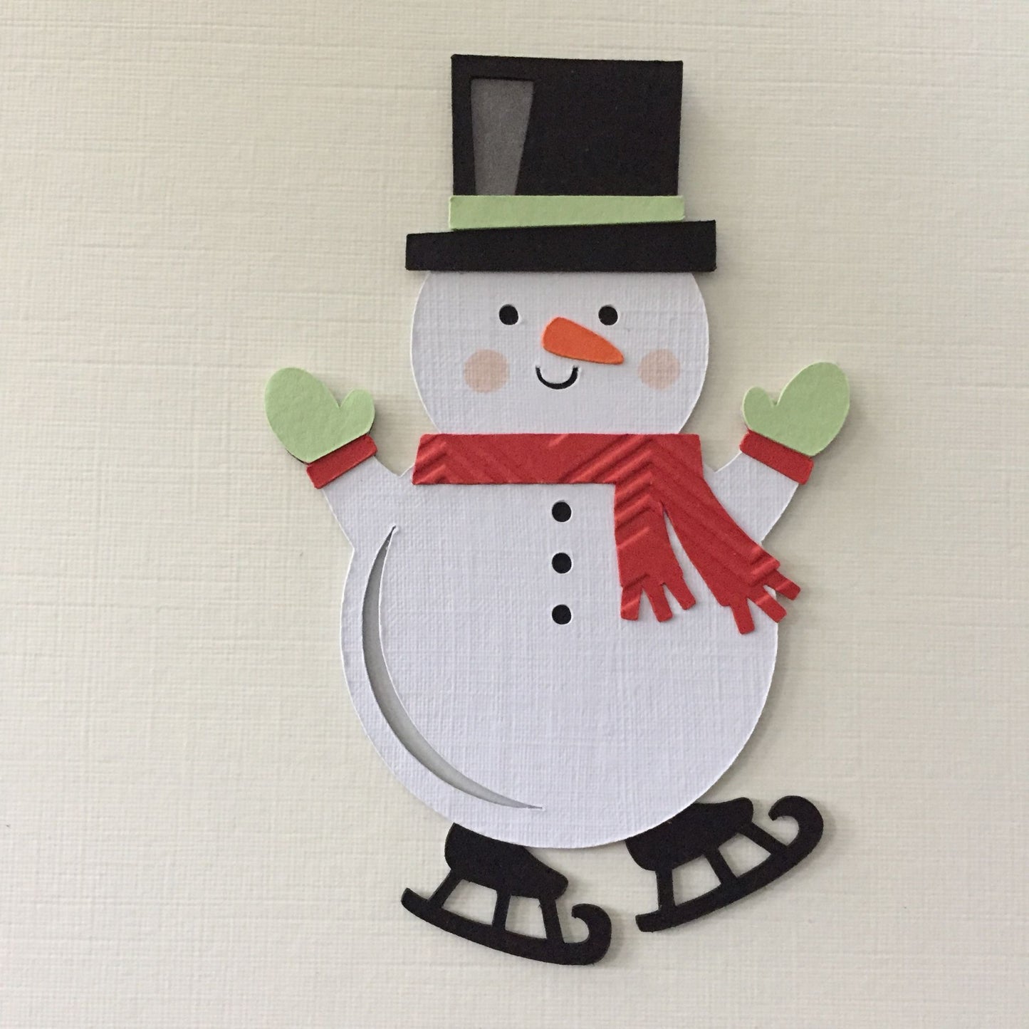 4 SKATING SNOWMAN Christmas Card Making Die Cut Toppers