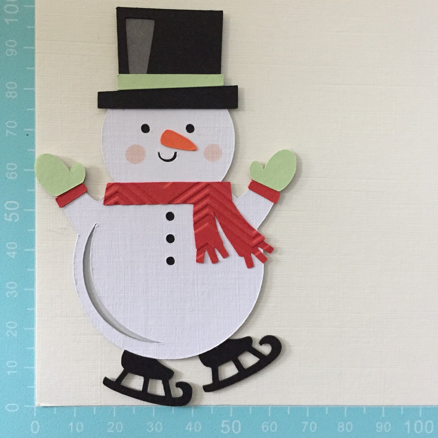 4 SKATING SNOWMAN Christmas Card Making Die Cut Toppers