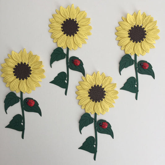 4 STEMMED SUNFLOWER Die Cut Card Making Toppers