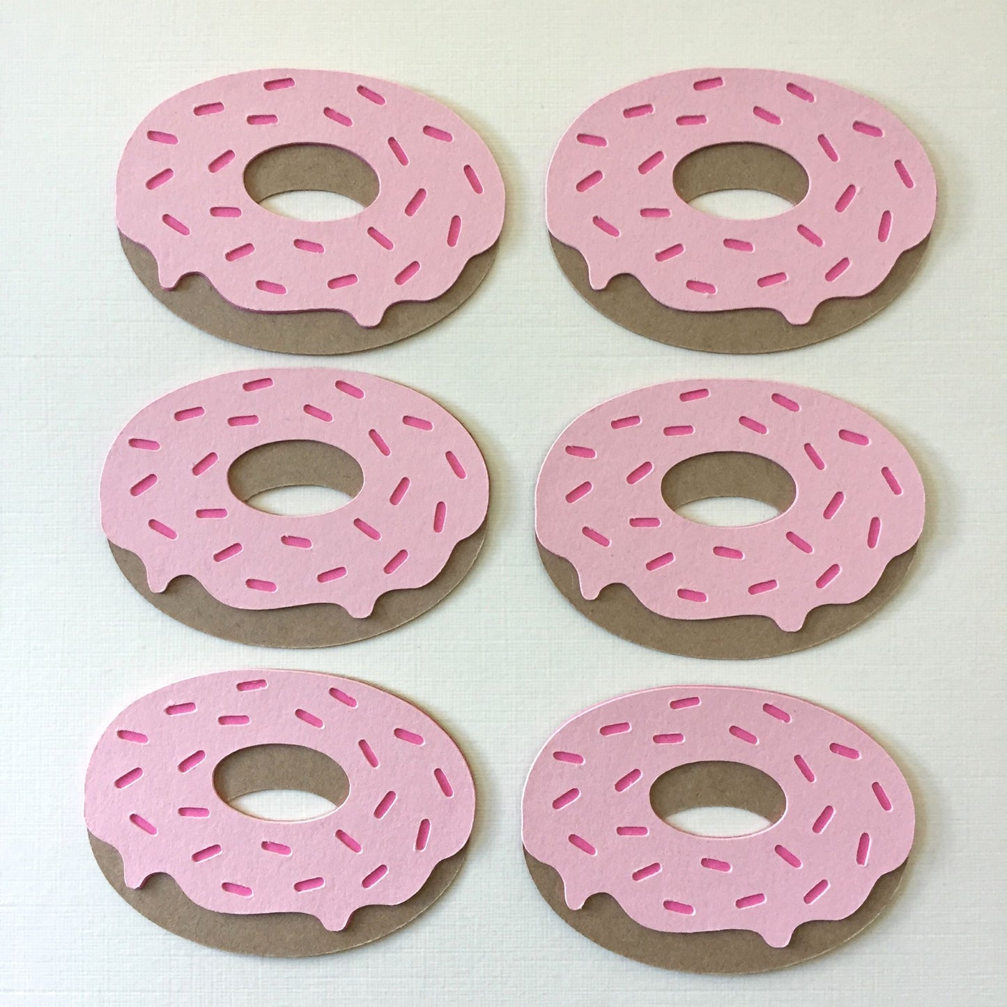 6 STRAWBERRY DONUT Die Cut Card Making Toppers