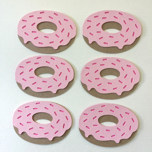 6 STRAWBERRY DONUT Die Cut Card Making Toppers