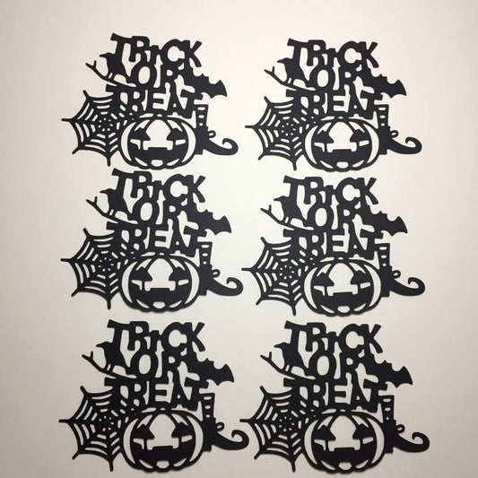 6 Black TRICK OR TREAT PUMPKIN Halloween Card Making Die Cuts
