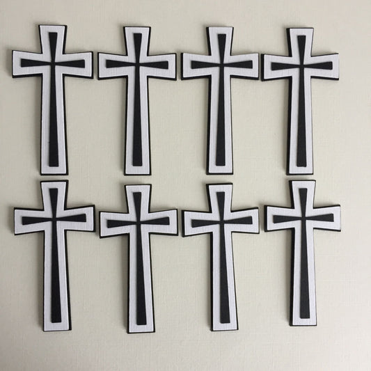 8 Black & White Layered CROSS Sympathy Die Cut Card Making Toppers