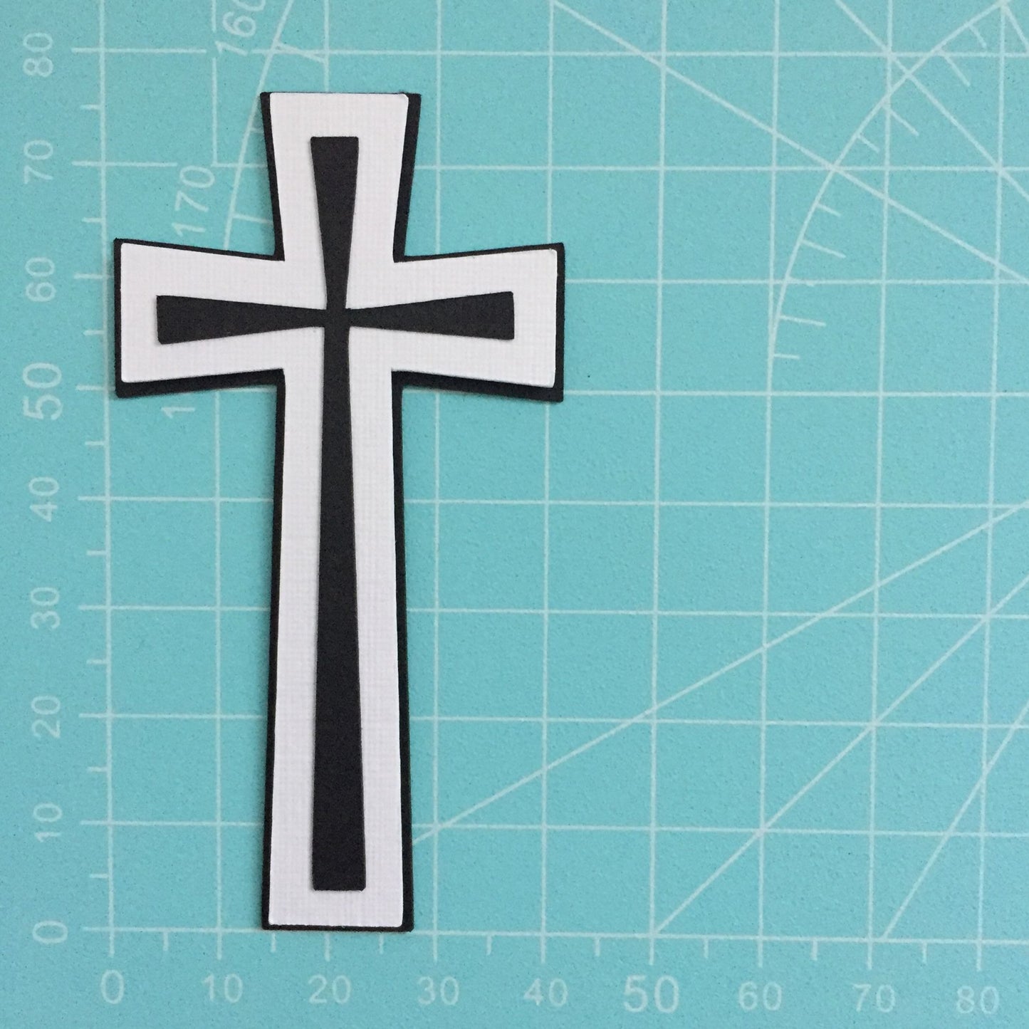 8 Black & White Layered CROSS Sympathy Die Cut Card Making Toppers