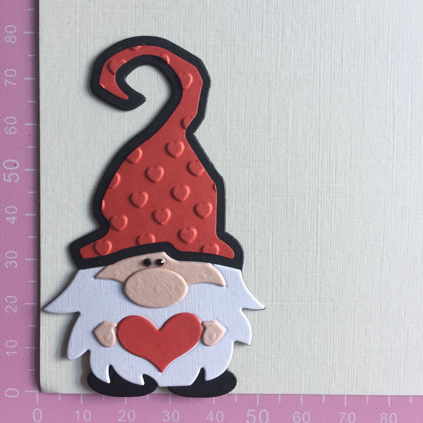5 VALENTINE GNOME/GONK Red, Black, White Die Cut Card Making Toppers