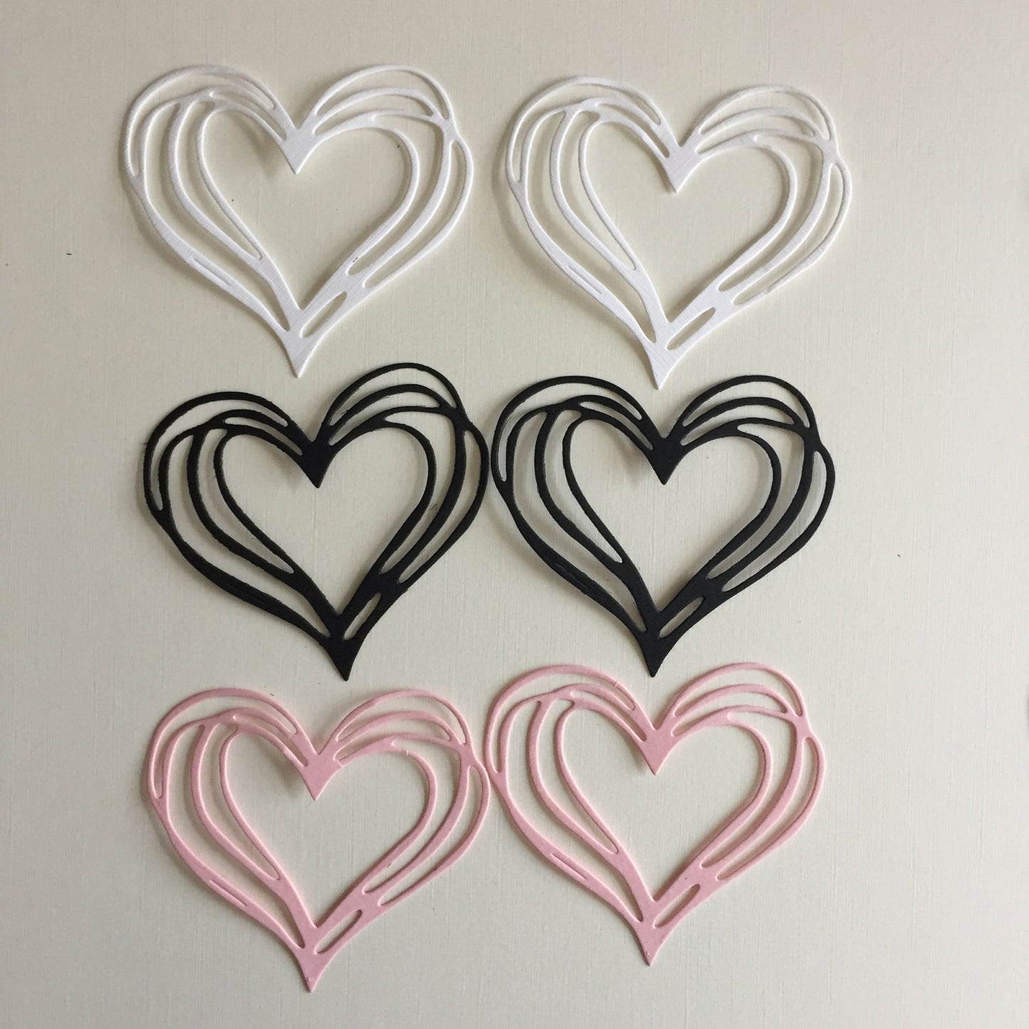 15 ASSORTED HEARTS Pink, Black, White Card Making Die Cuts