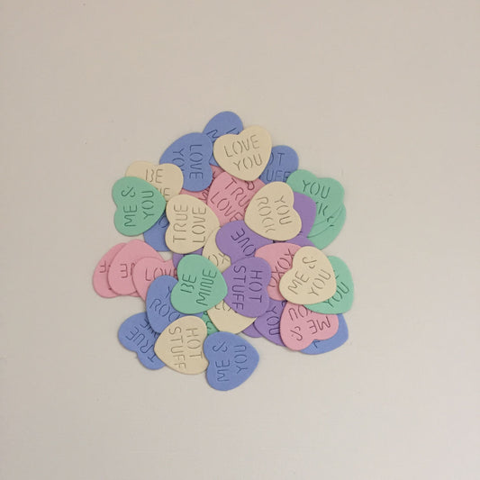 40 PASTEL LOVE HEART Valentine Card Making Die Cut Embellishments