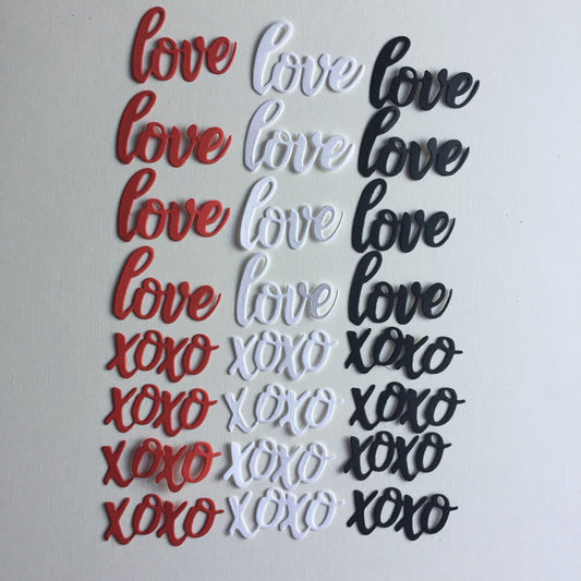 24 LOVE & XOXO Red, Black, White Card Making Die Cuts