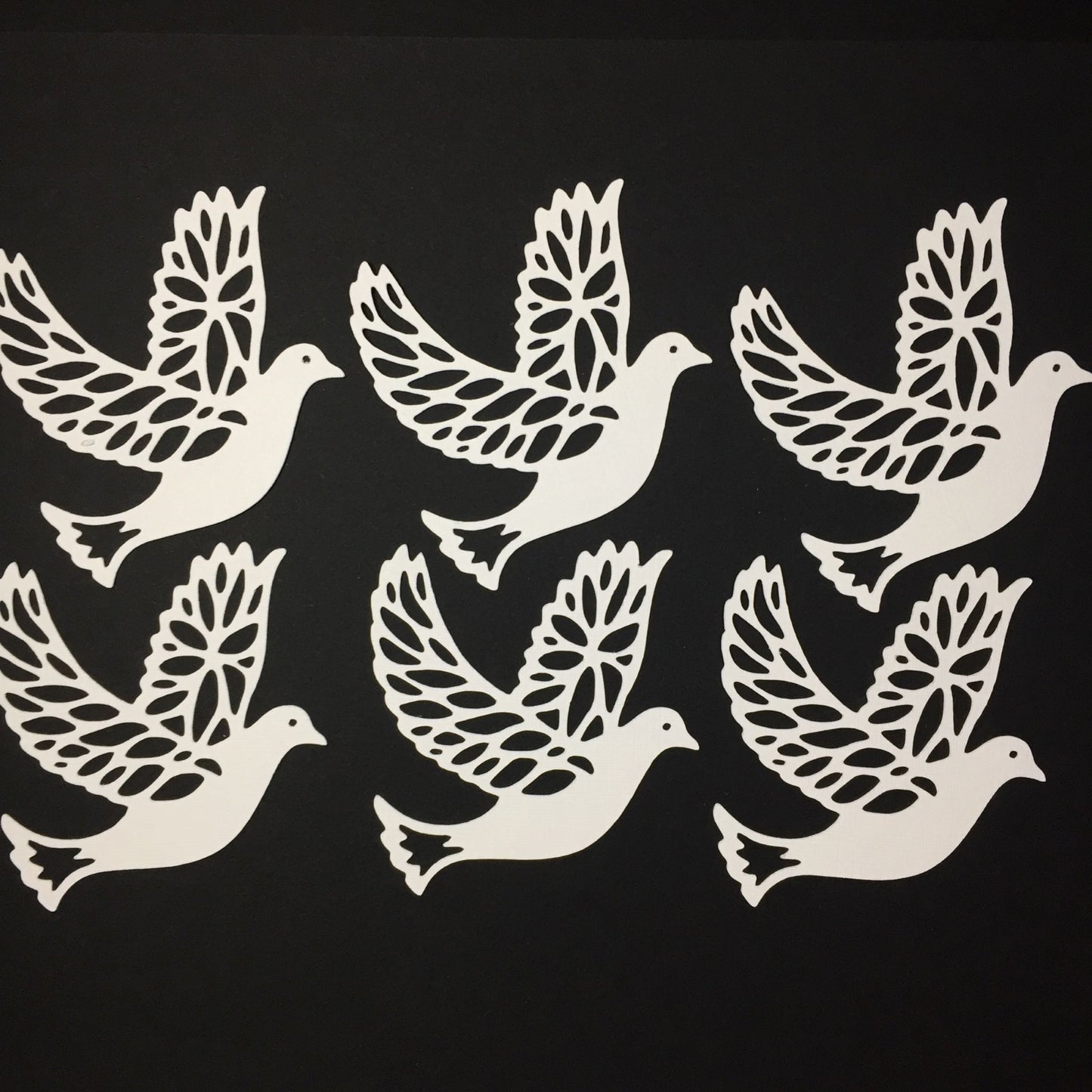 6 White FLYING DOVE Card Making Die Cuts