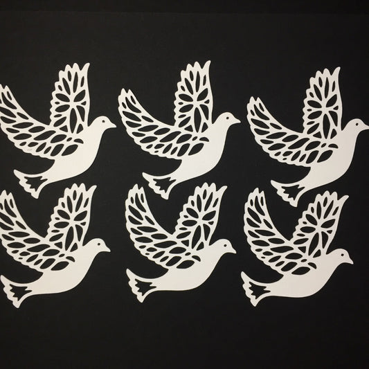 6 White FLYING DOVE Card Making Die Cuts