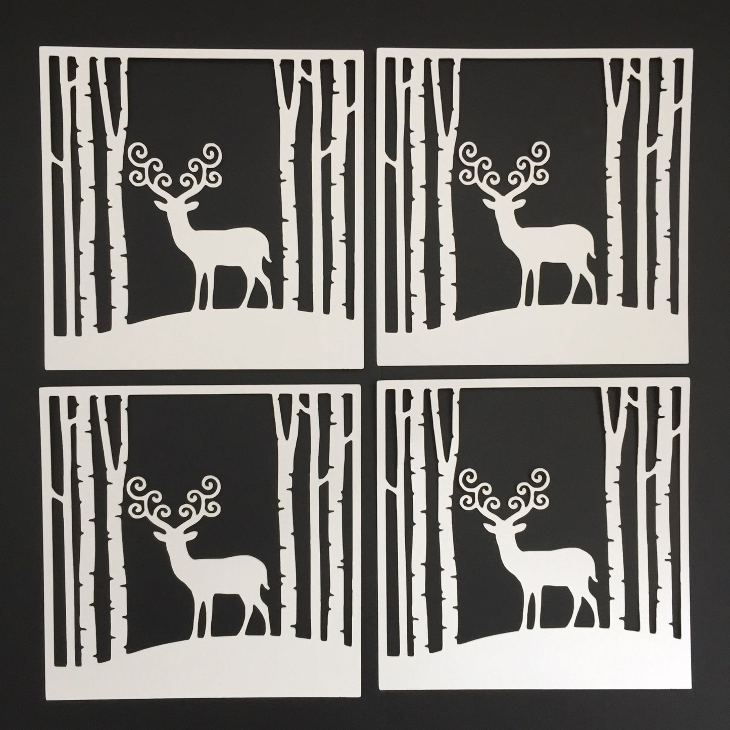 4 White REINDEER IN WOODS Christmas Card Making Die Cuts