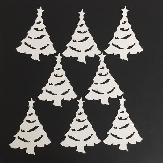 8 White CHRISTMAS TREE Card Making Die Cuts