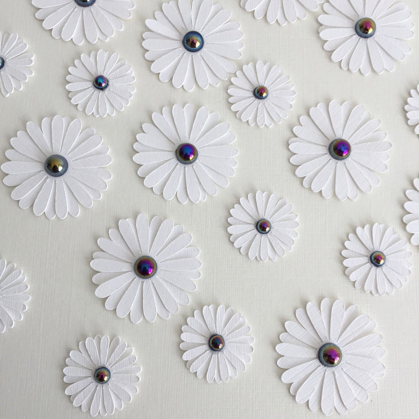 20 White & Black DAISY FLOWER Card Making Die Cut Toppers - 2 sizes