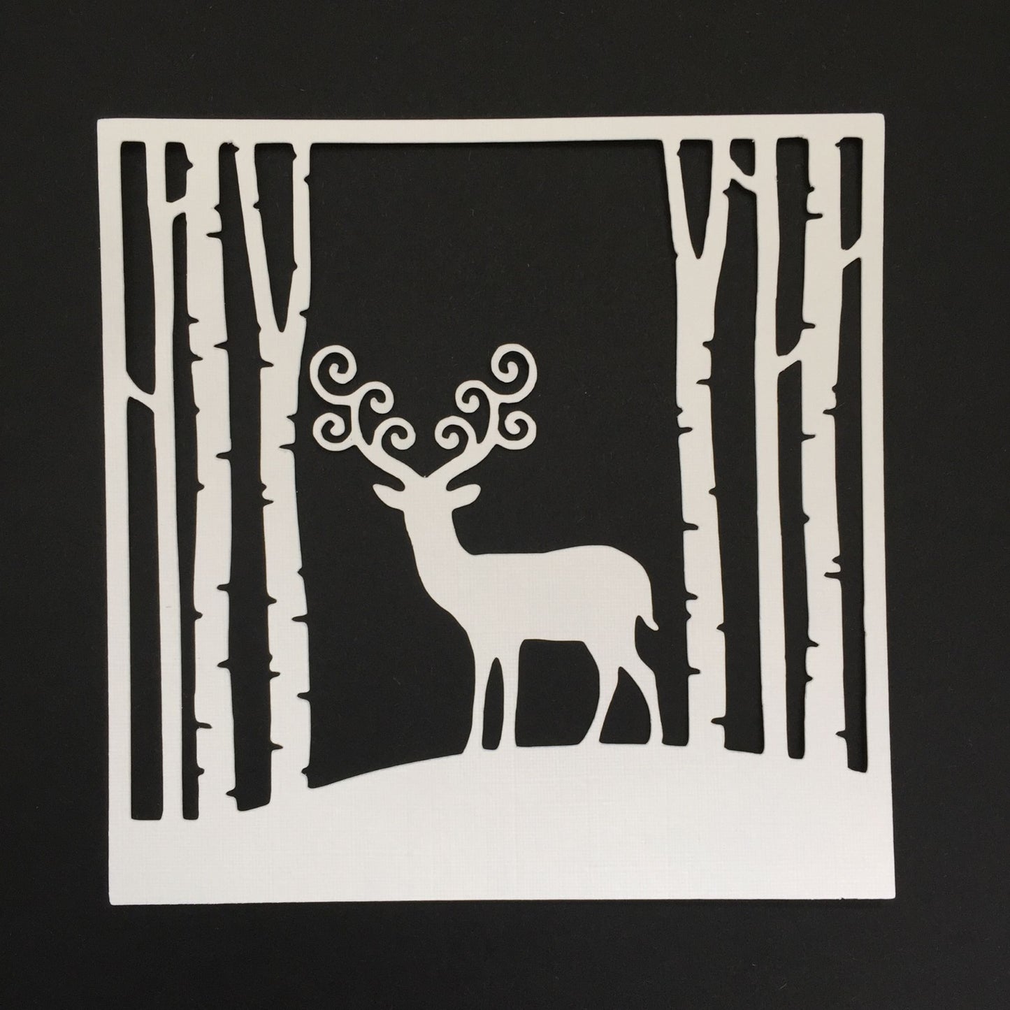 4 White REINDEER IN WOODS Christmas Card Making Die Cuts