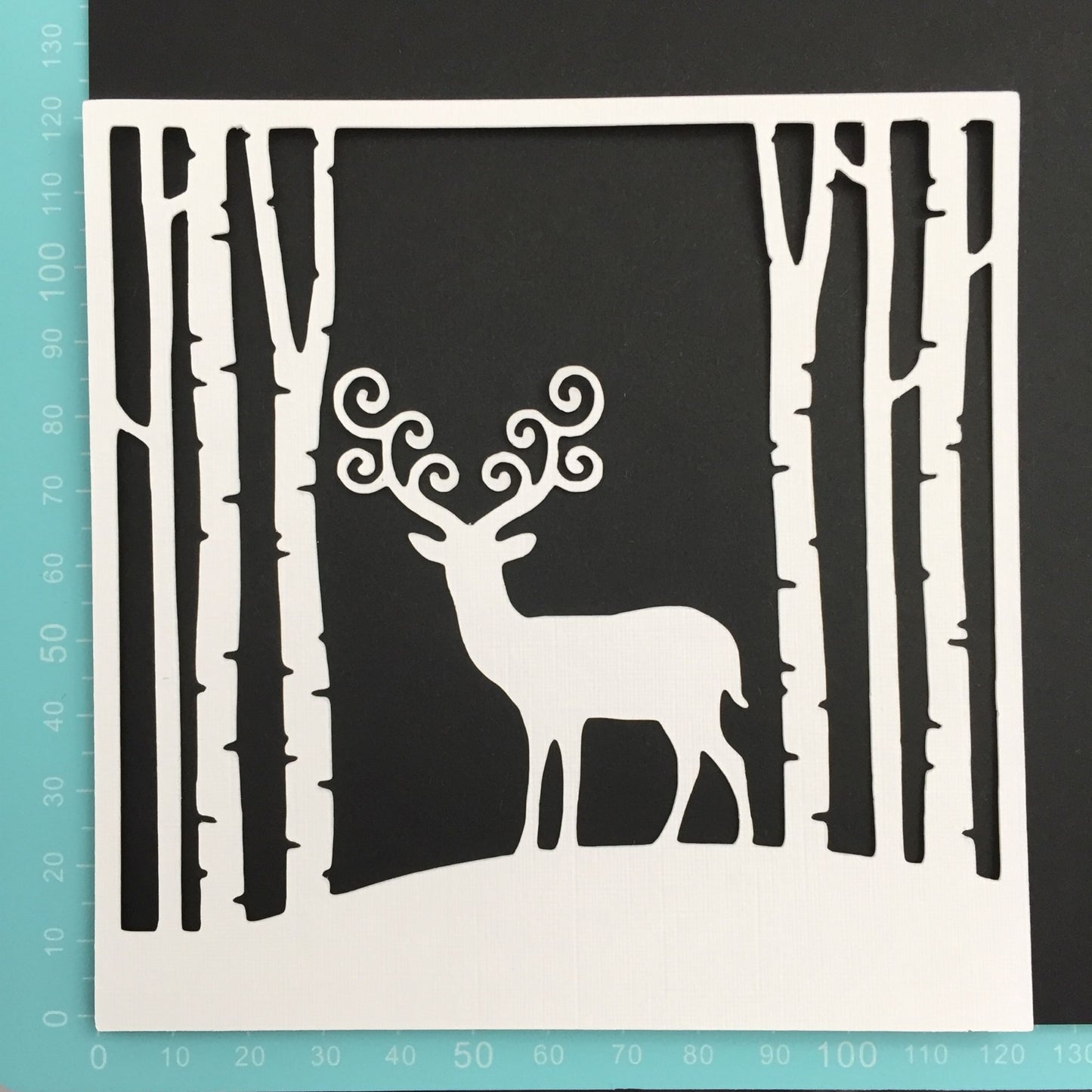 4 White REINDEER IN WOODS Christmas Card Making Die Cuts