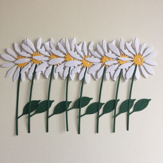 8 White STEMMED FLOWER Die Cut Card Making Toppers