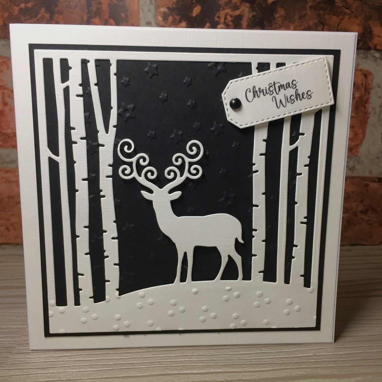 4 White REINDEER IN WOODS Christmas Card Making Die Cuts