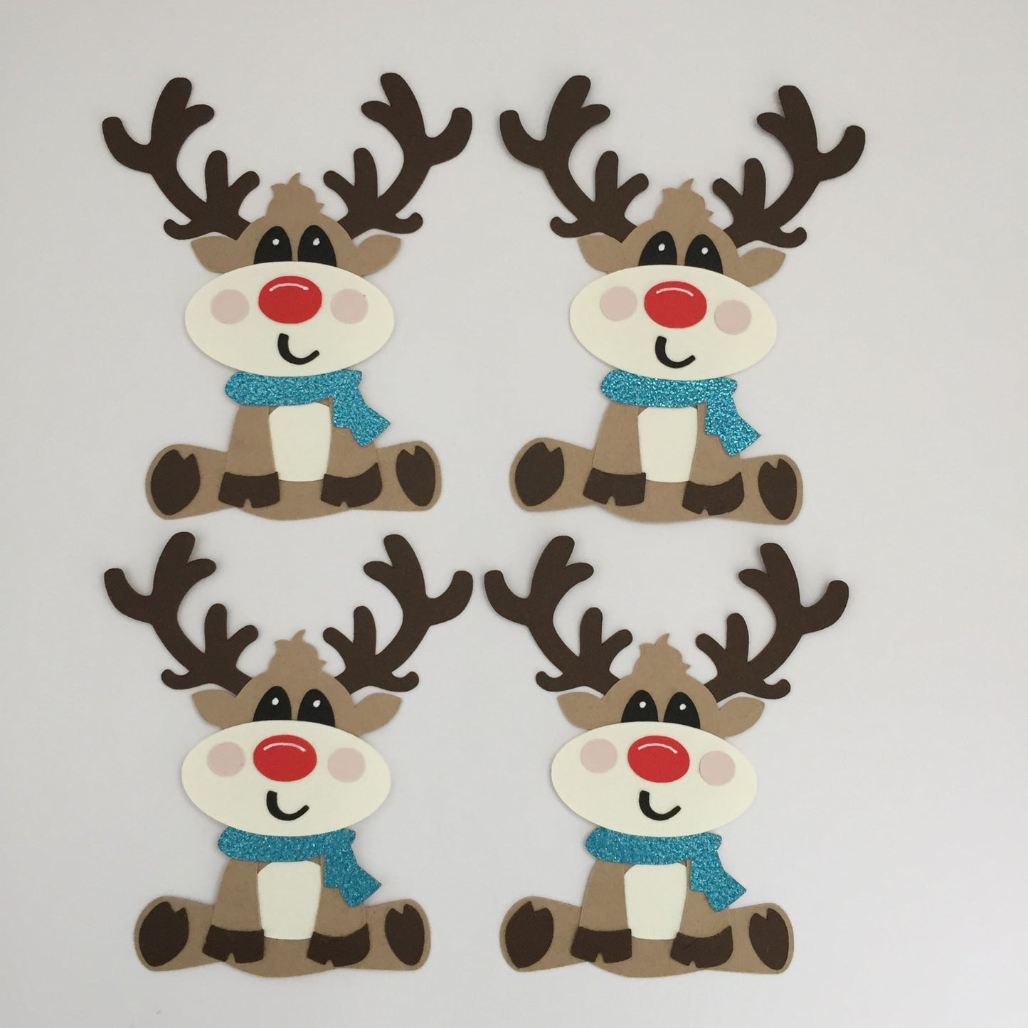 4 SITTING REINDEER Christmas Die Cut Card Making Toppers