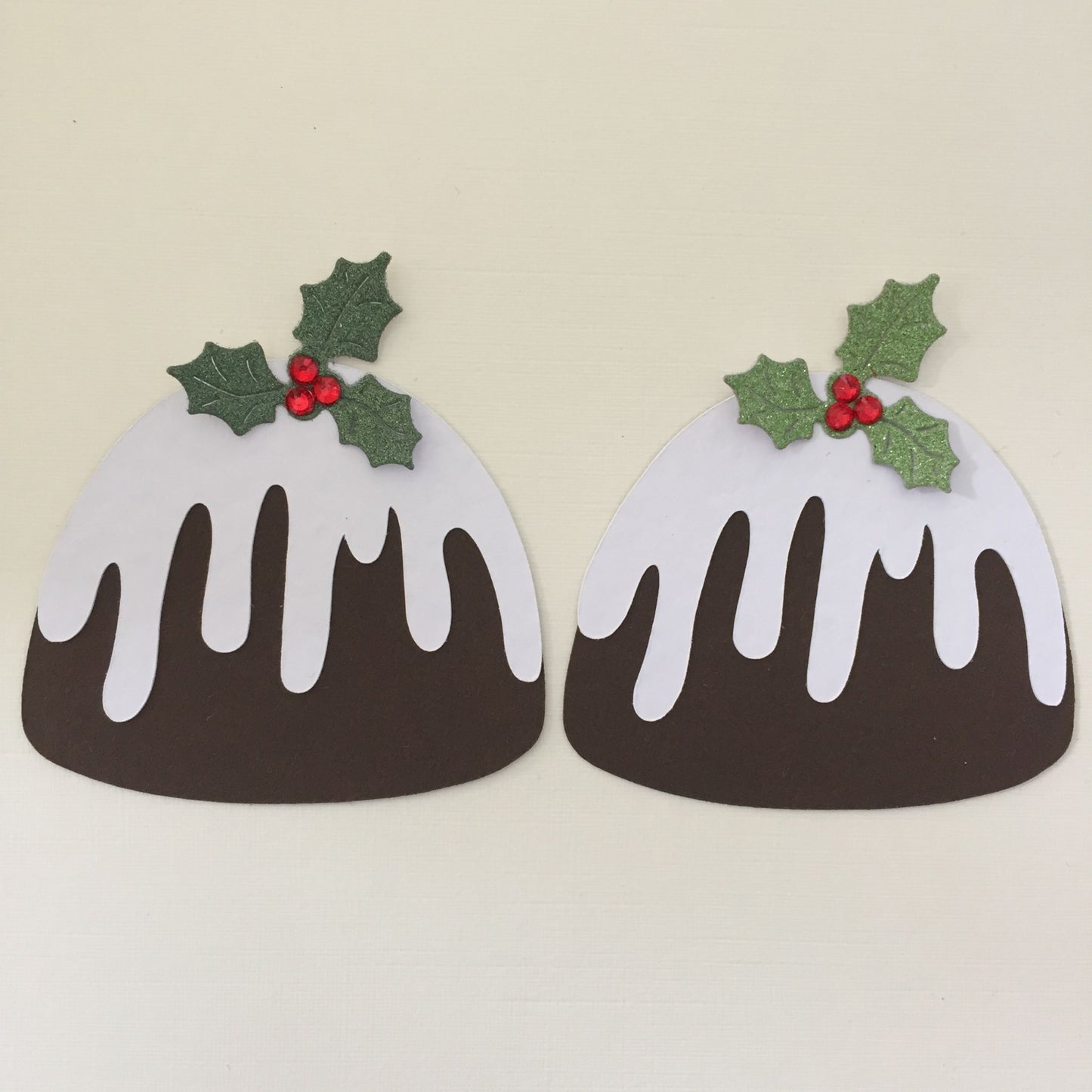 6 Handmade Christmas Pudding Die Cut Card Making Toppers
