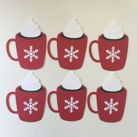 6 CHRISTMAS MUG/HOT CHOCOLATE Die Cut Card Making Toppers