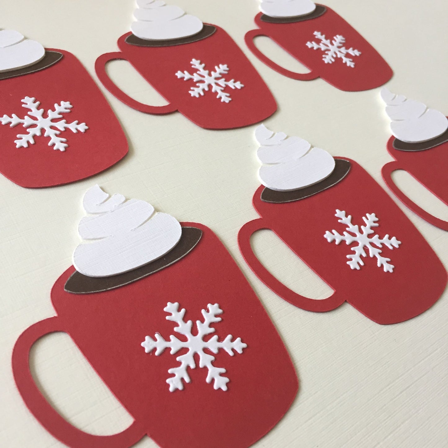 6 CHRISTMAS MUG/HOT CHOCOLATE Die Cut Card Making Toppers