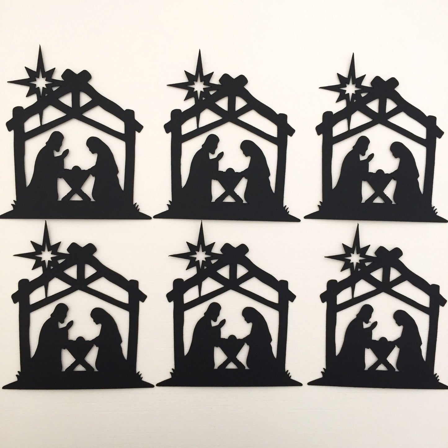 6 Black NATIVITY SCENE Silhouette Christmas Die Cuts (1)
