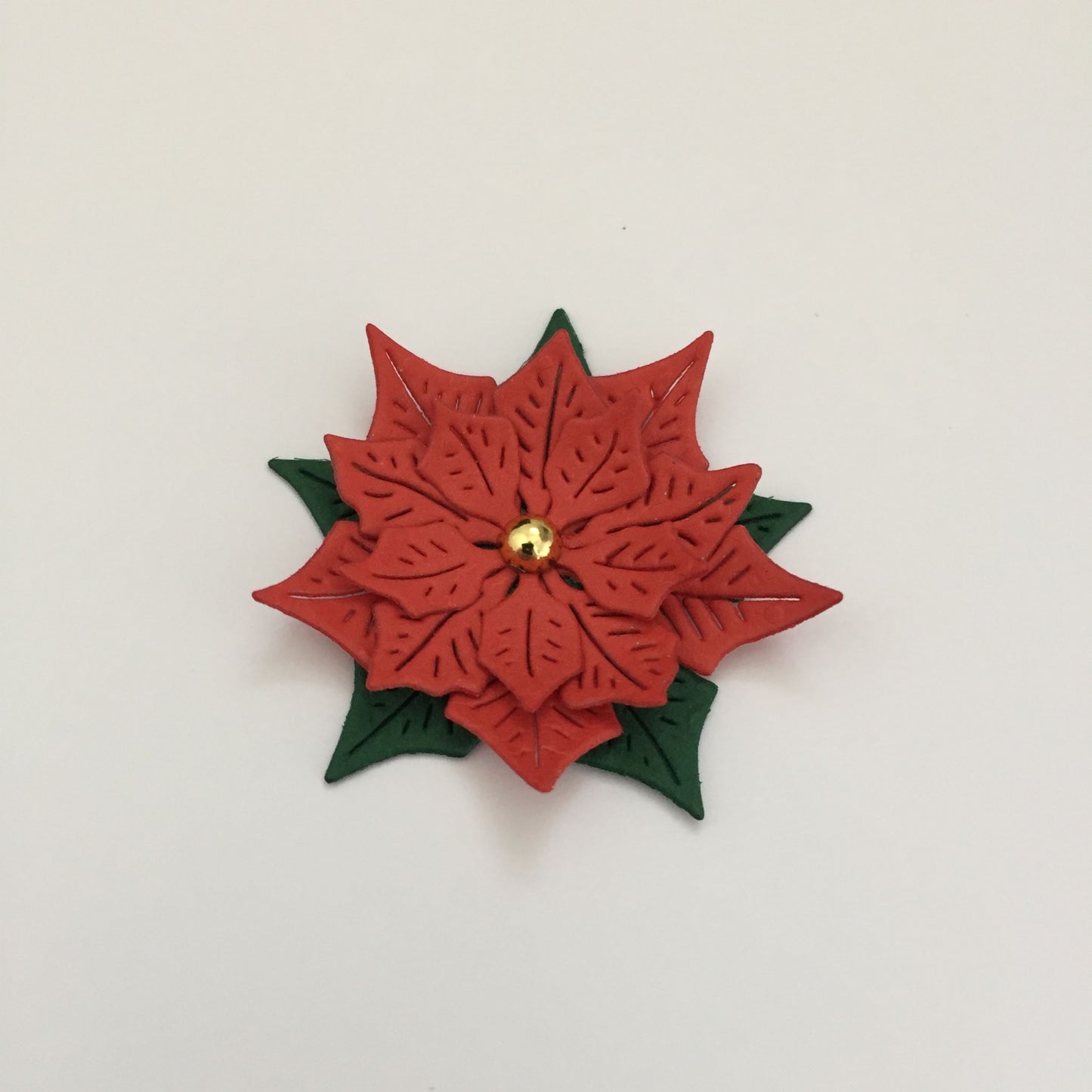 12 Red POINSETTIA Christmas Die Cut Card Making Toppers