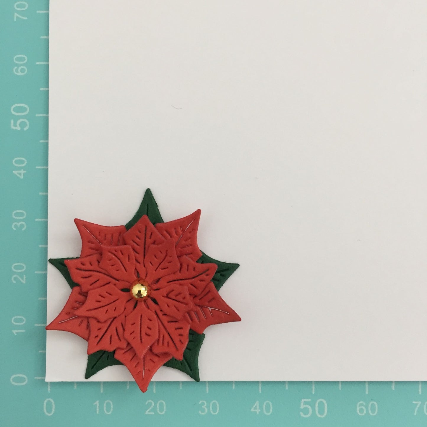 12 Red POINSETTIA Christmas Die Cut Card Making Toppers