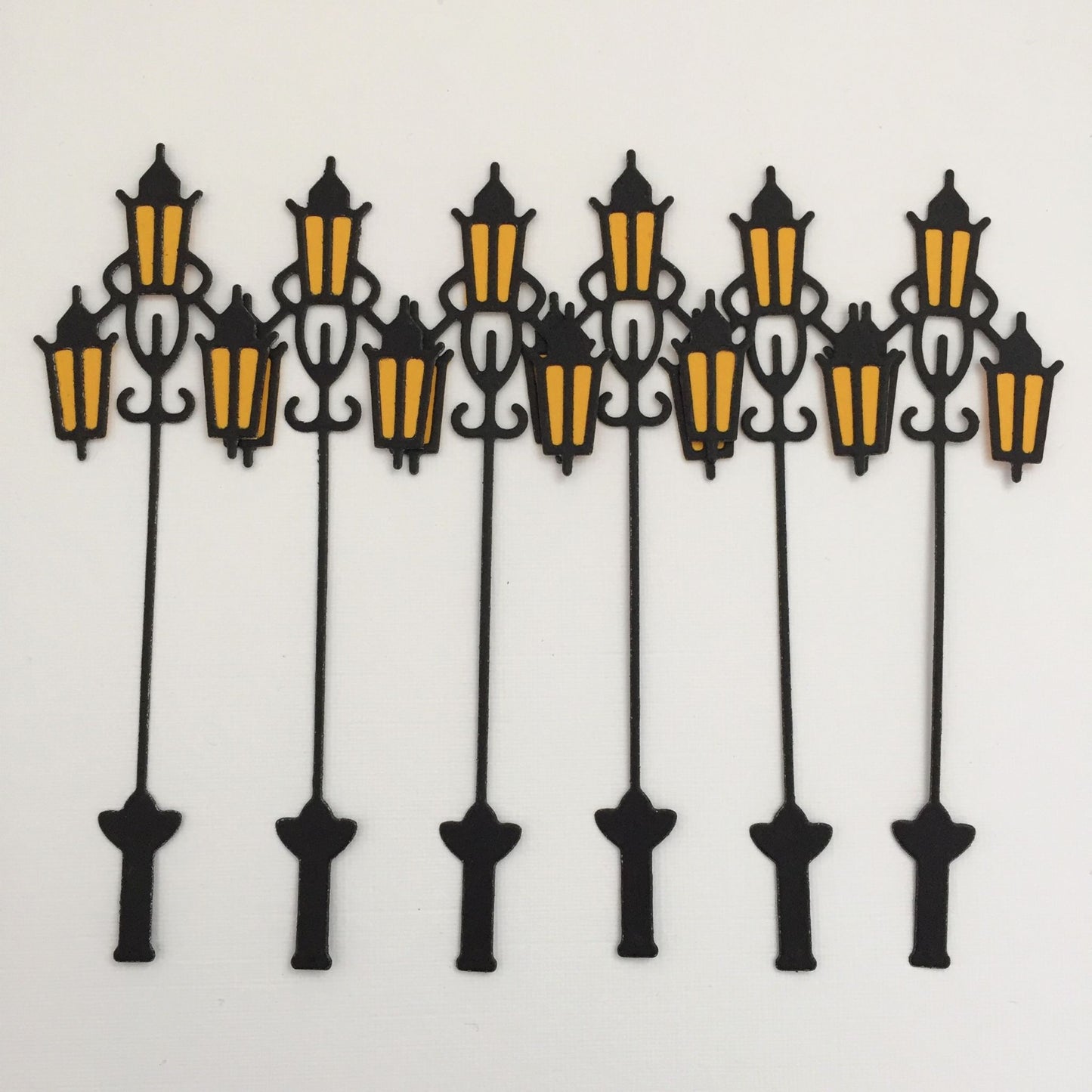 12 Black STREET LIGHT & BENCH Christmas Die Cut Card Making Toppers