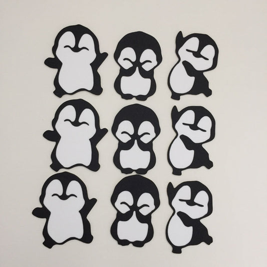 9 PENGUIN TRIO Card Making Die Cut Toppers