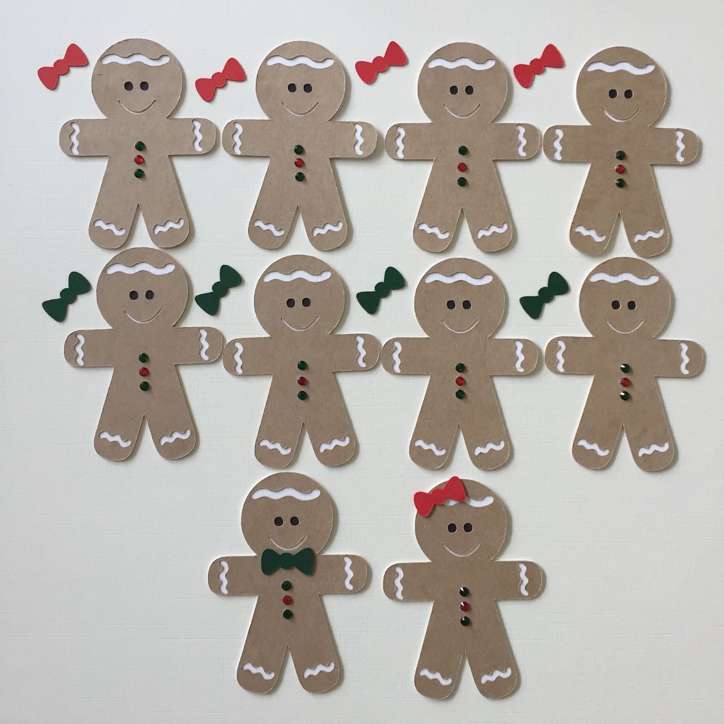 10 GINGERBREAD MAN/LADY Christmas Card Making Die Cut Toppers