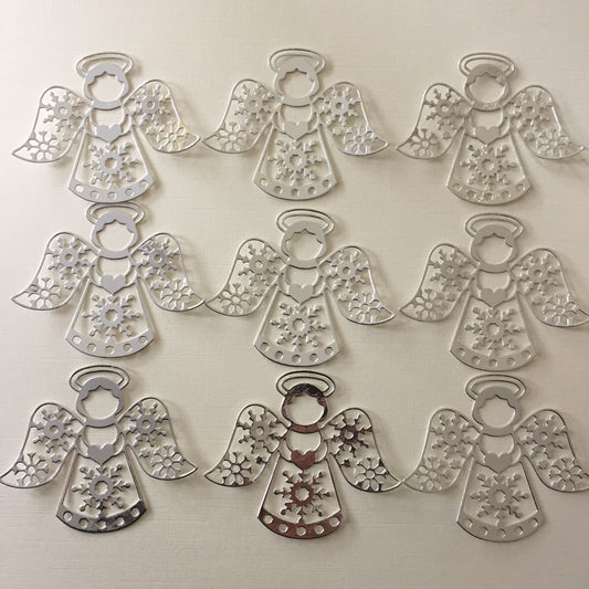 9 Silver INTRICATE ANGEL Christmas Card Making Die Cuts
